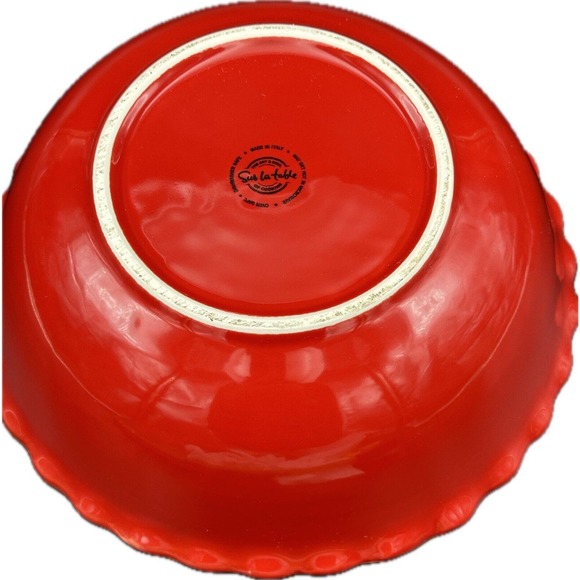 Sur La Table Italy Bowl Scalloped Large 11” Salad Pasta Serving Red White Deep - Picture 3 of 9